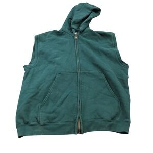 Vintage Nike Sleeveless Hoodie Vest Unisex M Green 90s Made in USA Full Zip